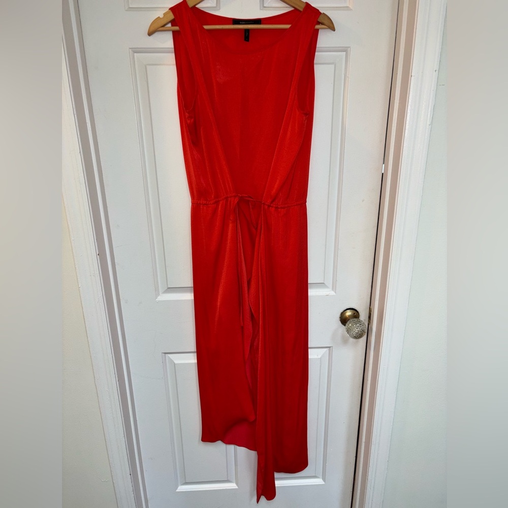 NWOT retail$178 size M BCBGMaxAzria Vibrant Red Asymmetrical Dress - Picture 3 of 5